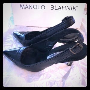 Manolo Blahnik Nappa Black Slingback Heel
